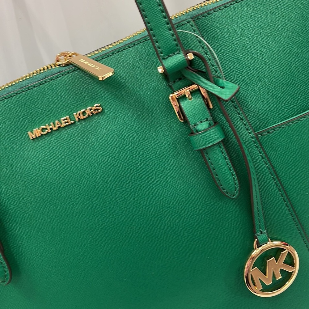 MICHAEL KORS Charlotte Large Leather Top-Zip Tote
Palmetto Green 
NWT - Picture 10 of 16